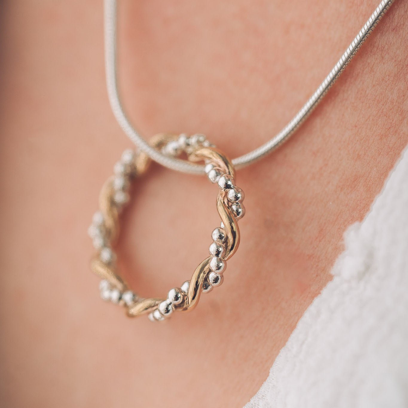 Bramble 9ct Gold and Silver Pendant Necklace - Handmade Jewellery