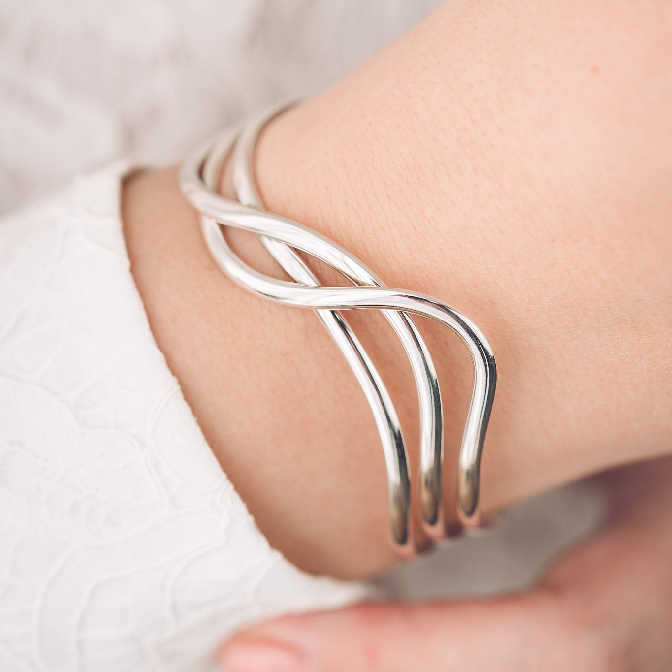 Melody Silver Cuff Bangle - Handmade Jewellery