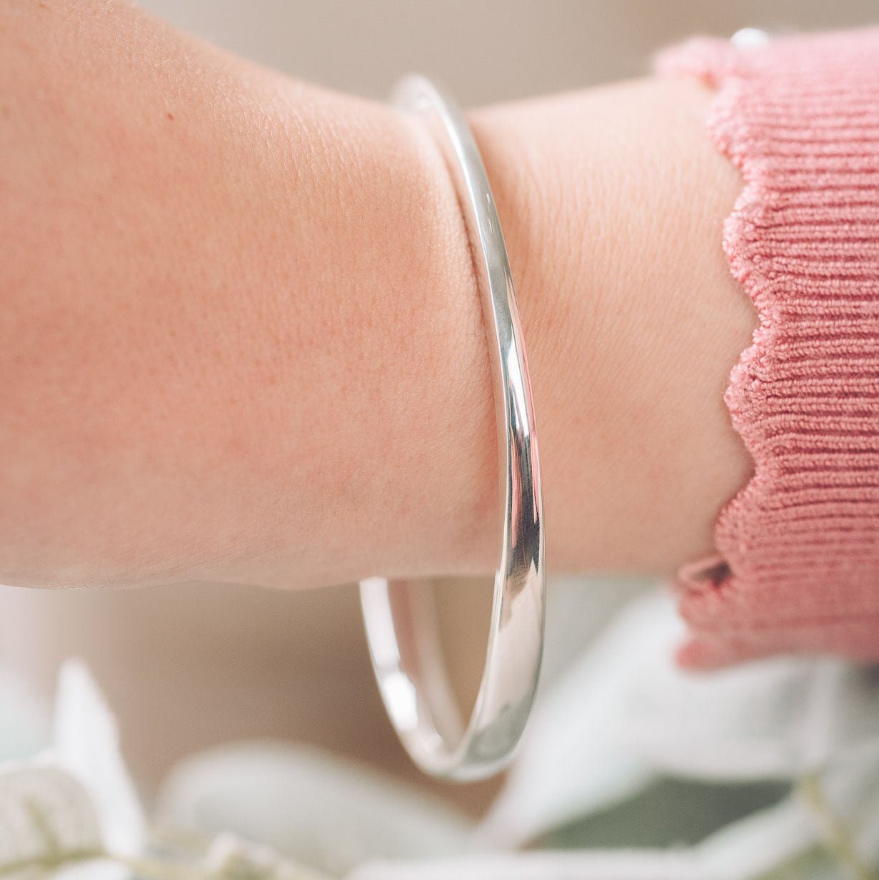 Luna Silver Bangle - Handmade Jewellery