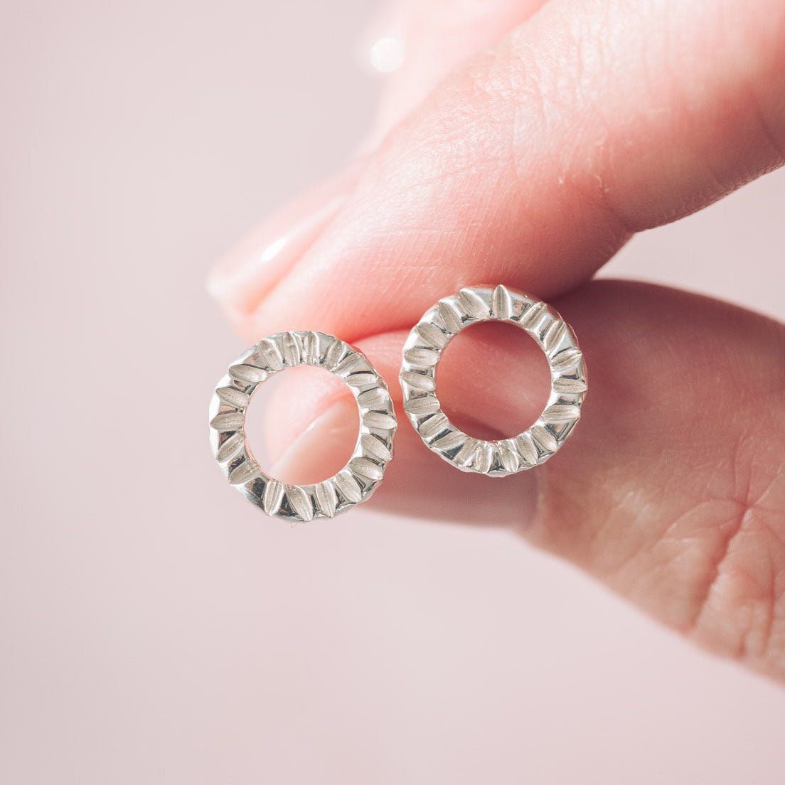 Elena Silver Circle Stud Earrings - Handmade Jewellery