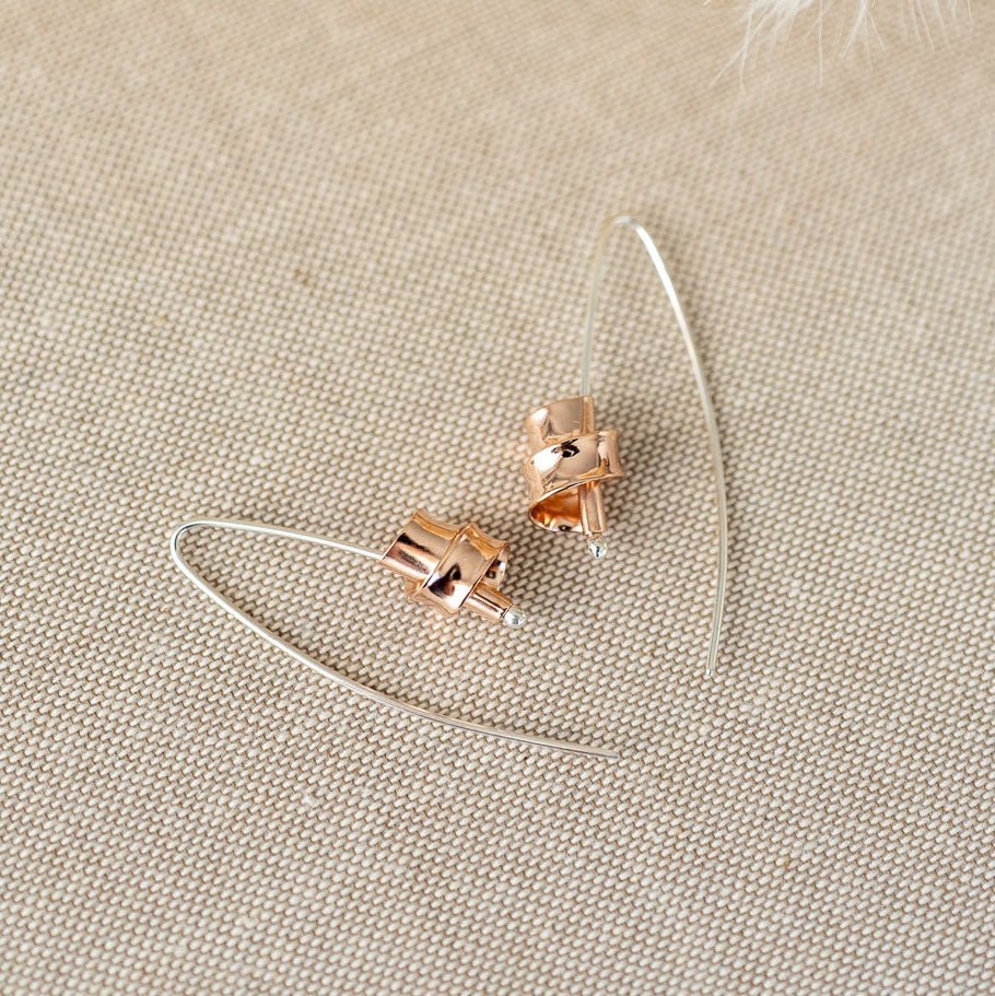 Sarah Ribbon 9ct Rose Gold Earrings