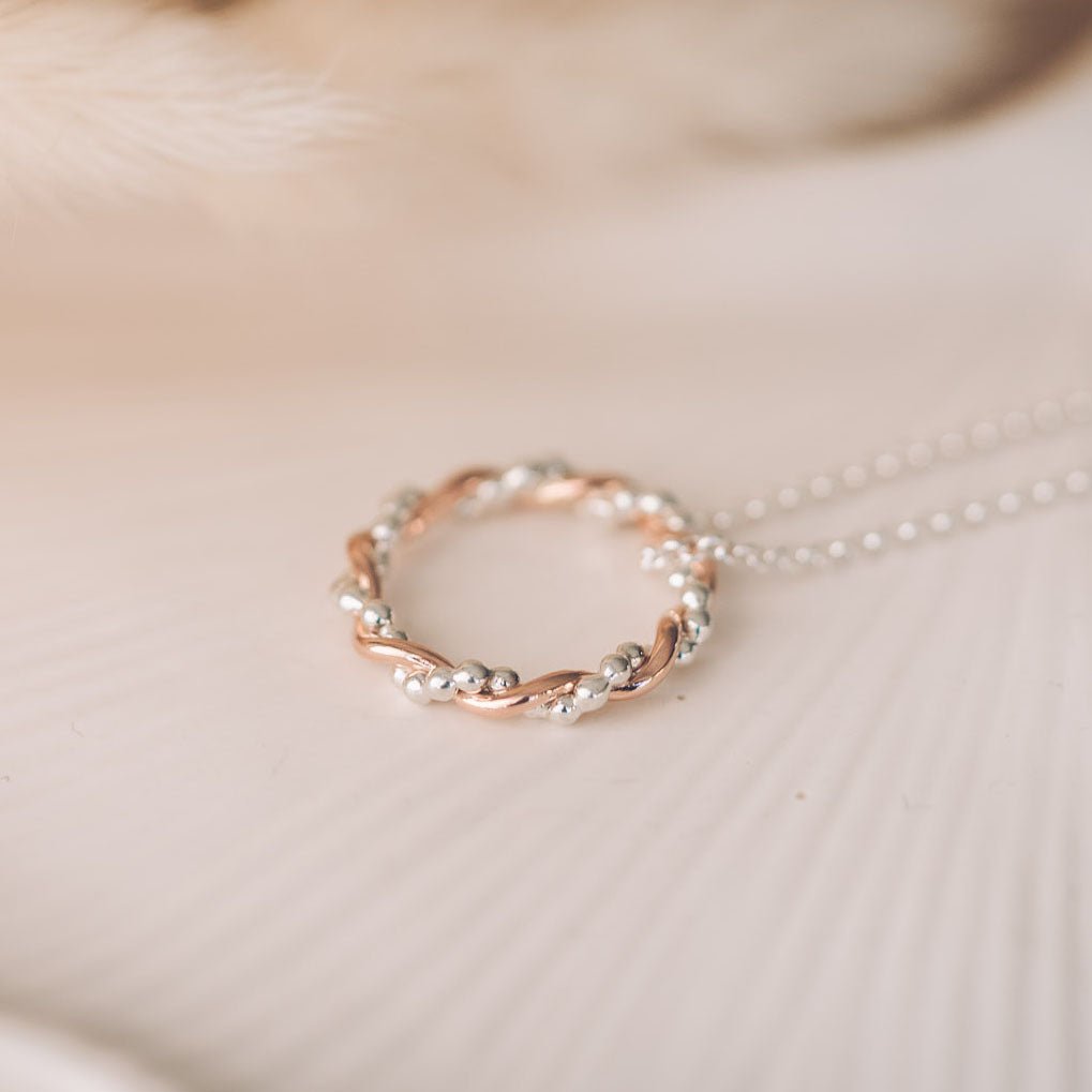 Bramble 9ct Rose Gold and Silver Pendant Necklace - Handmade Jewellery