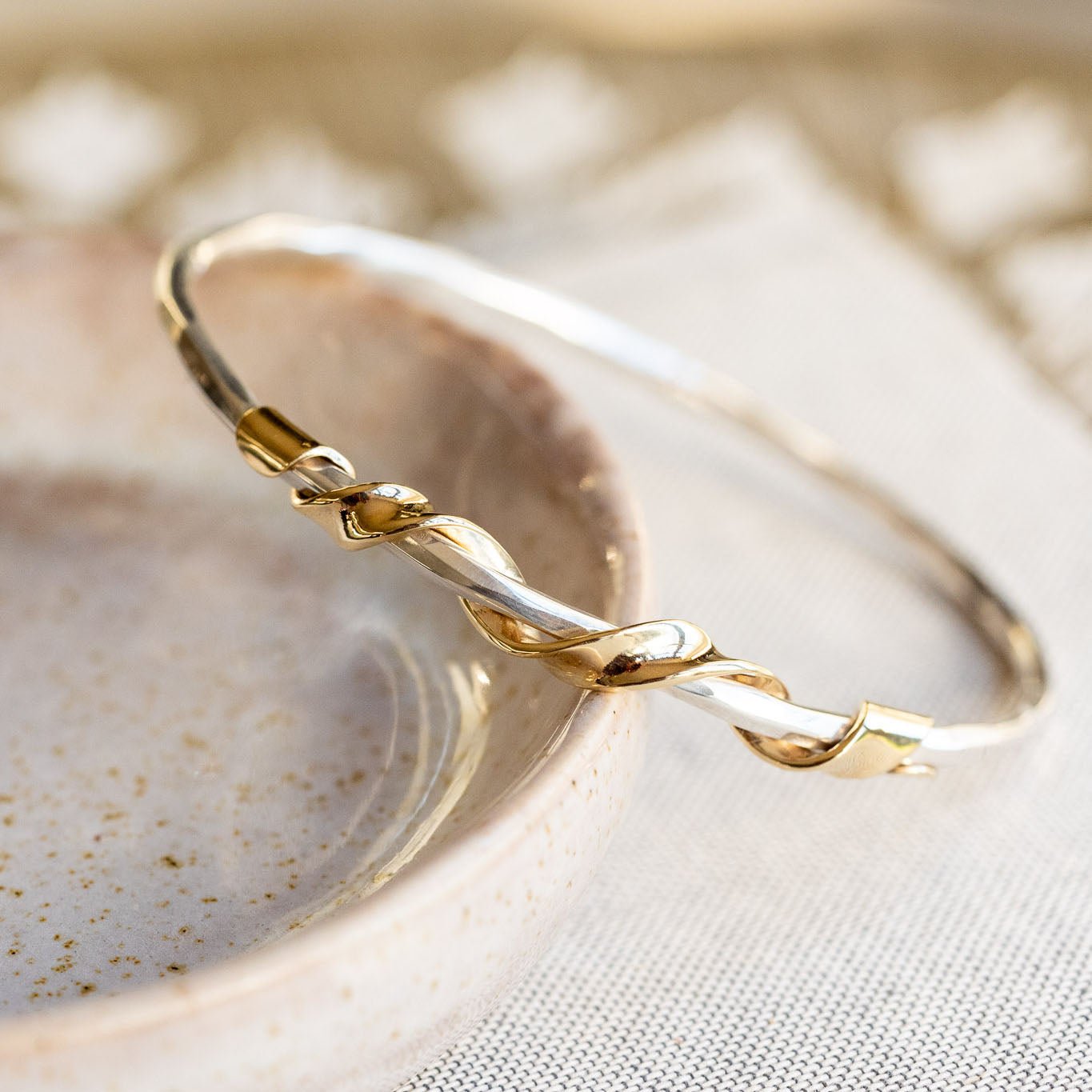 Ribbon 9ct Gold Bangle - Handmade Jewellery