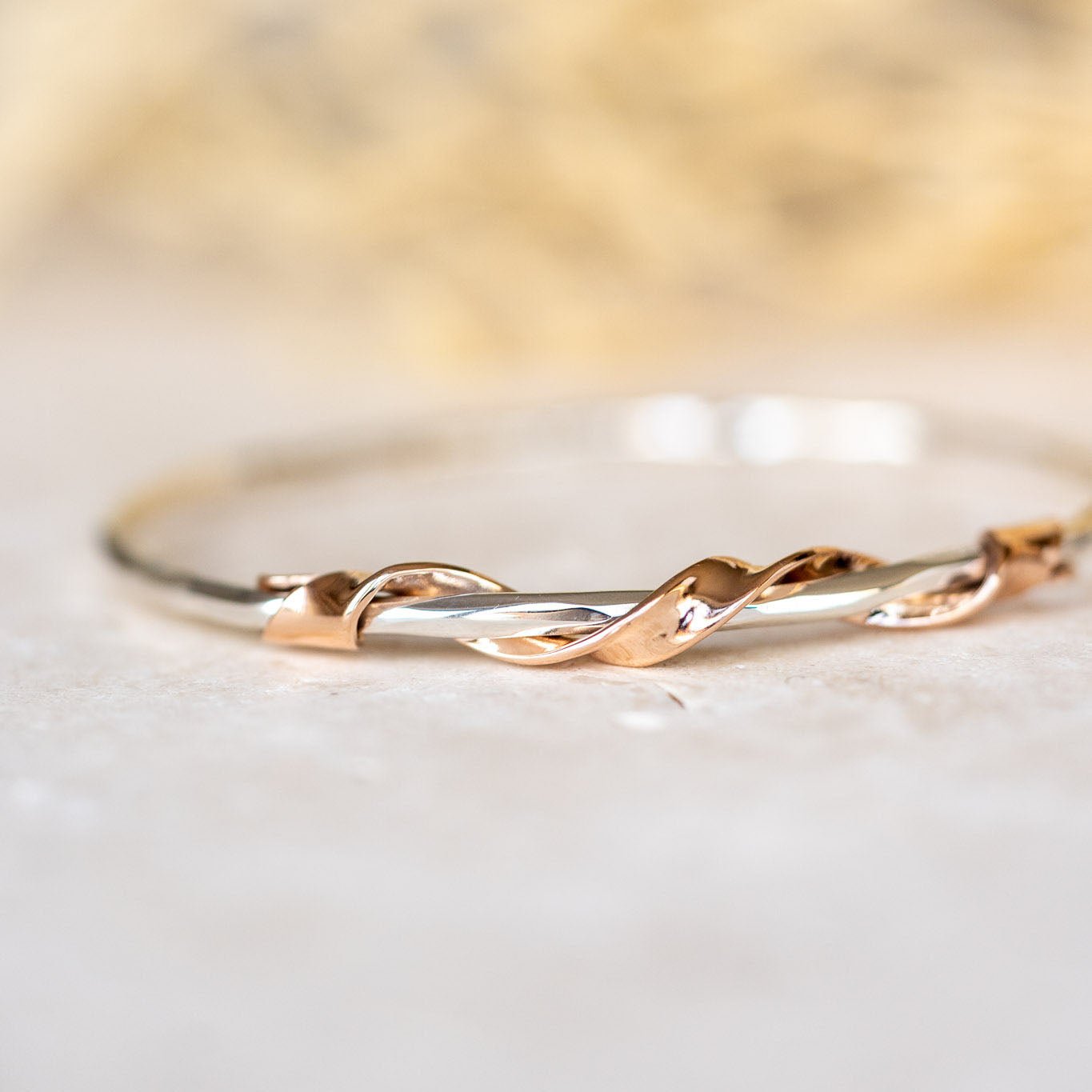 Ribbon 9ct Rose Gold Bangle - Handmade Jewellery