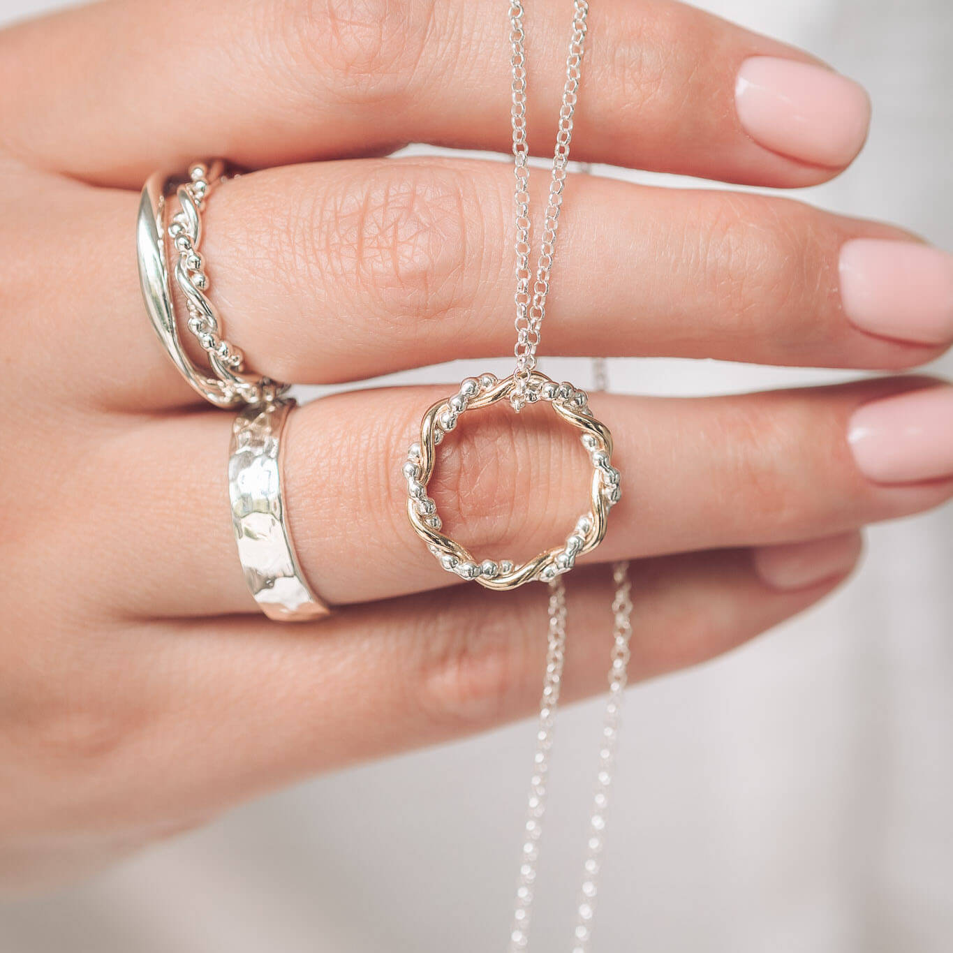 Bramble 9ct Gold and Silver Pendant Necklace - Handmade Jewellery