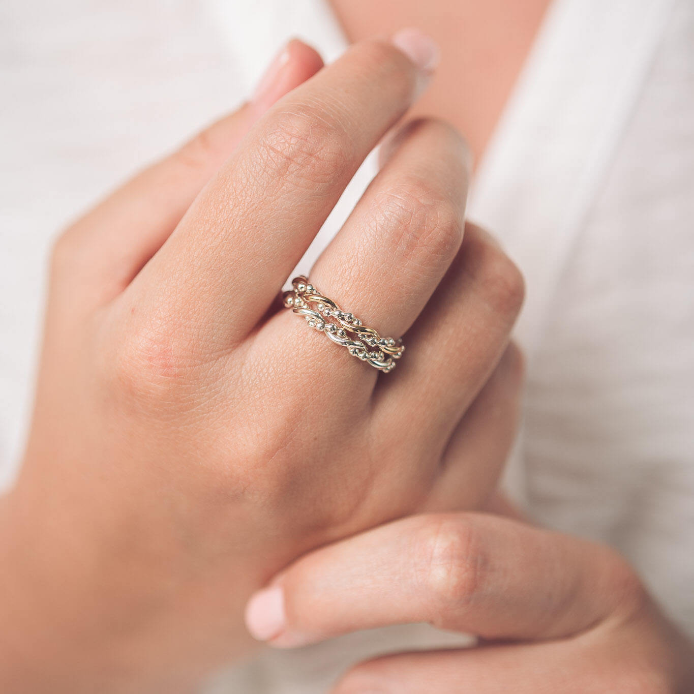 Bramble 9ct Gold and Silver Ring - Handmade Jewellery