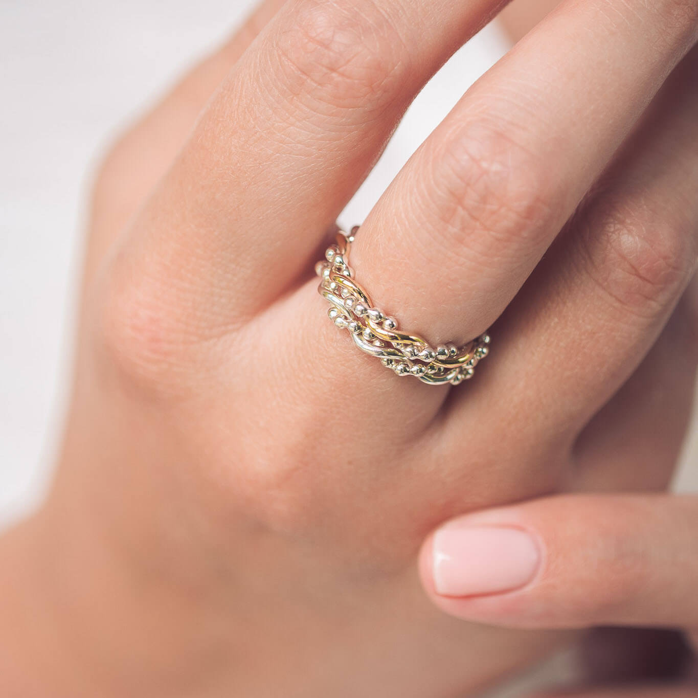 Bramble 9ct Gold and Silver Ring - Handmade Jewellery