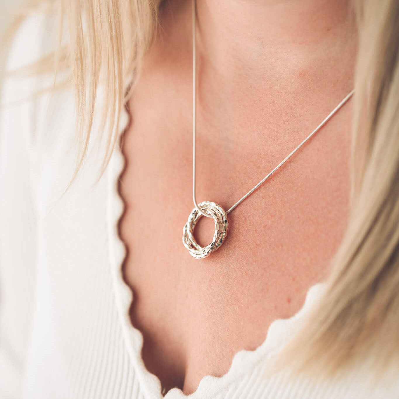 Fairy Silver Circle Pendant Necklace