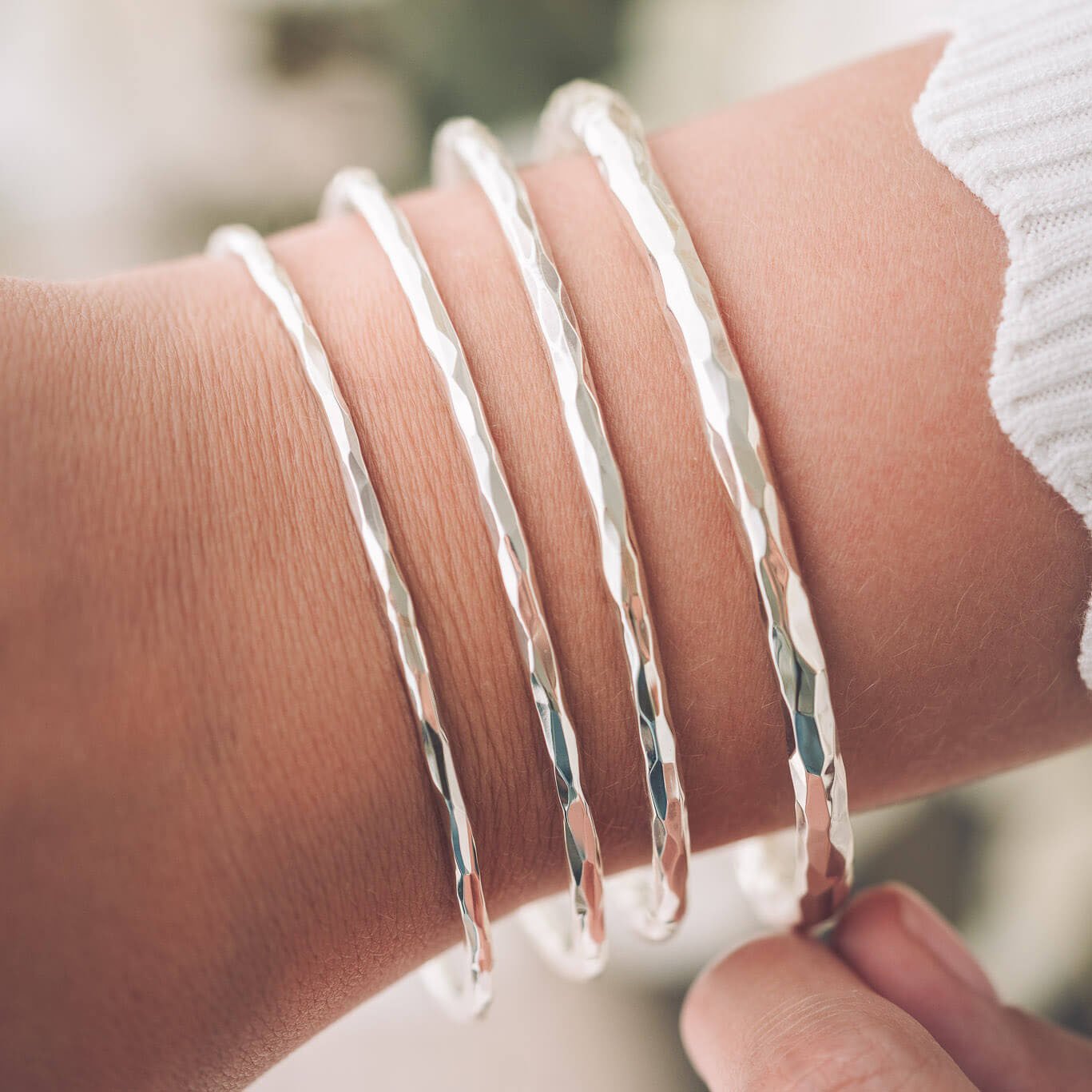 handmade silver stacking bangles
