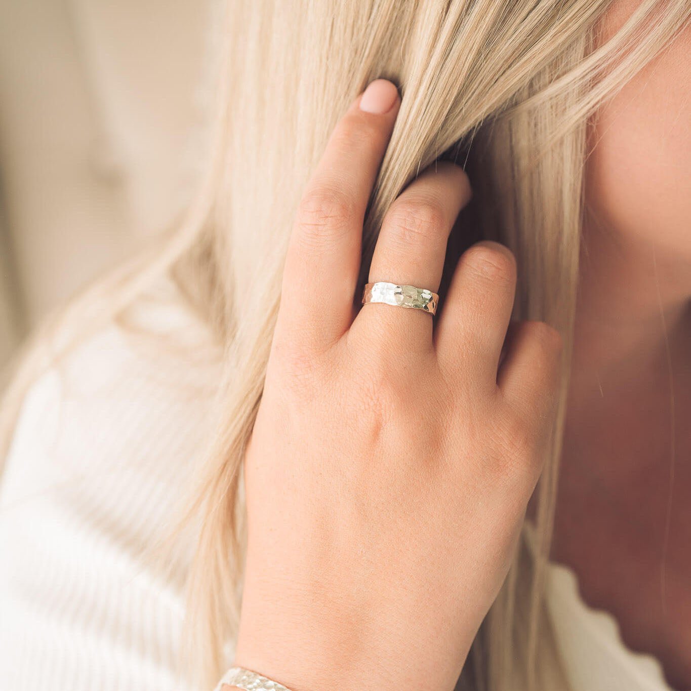Nicole Hammered Silver Ring - Handmade Jewellery