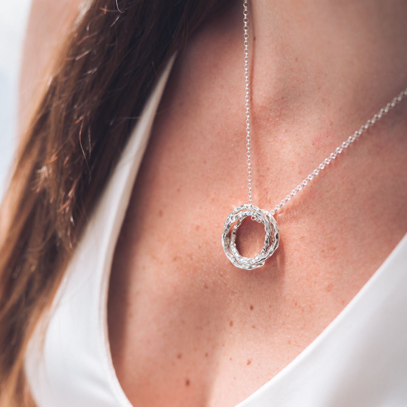 Fairy Silver Circle Pendant Necklace