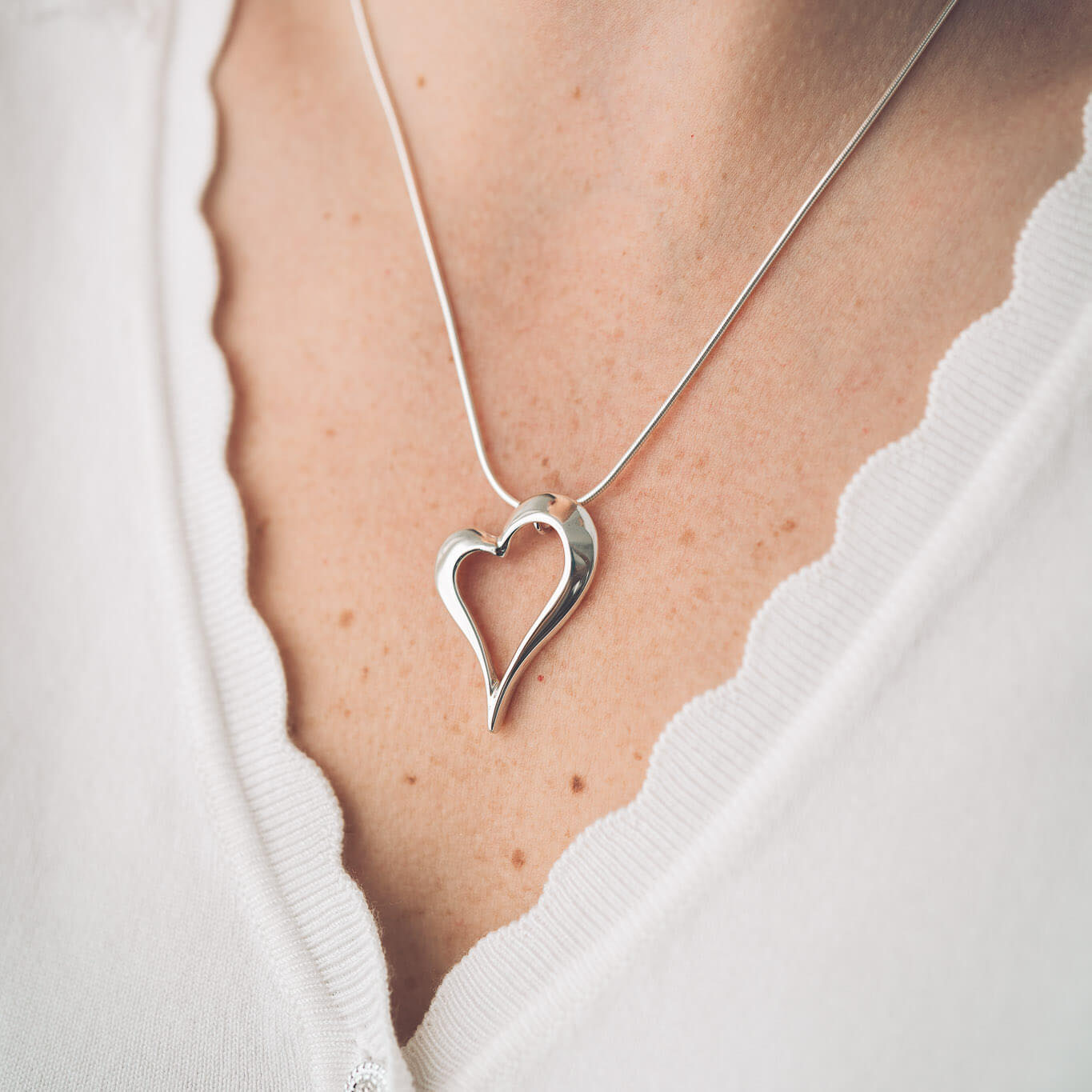 Heather Silver Heart Pendant Necklace