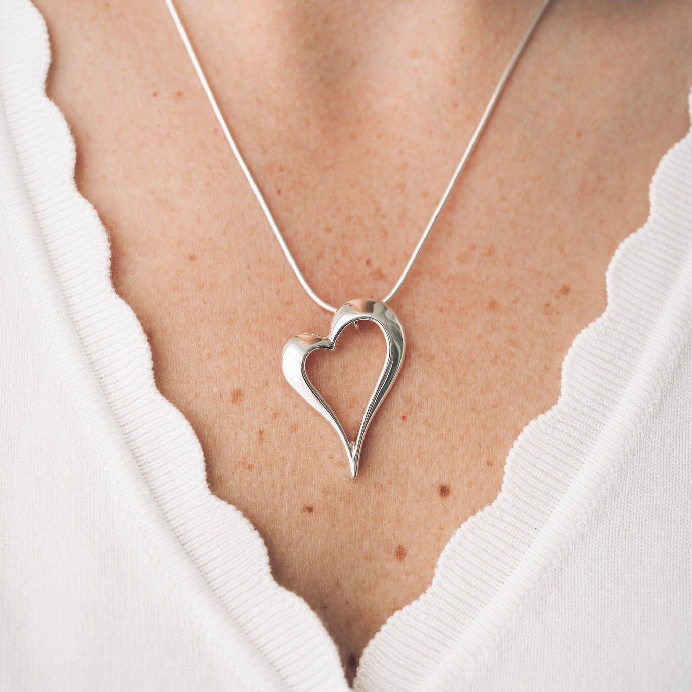 Heather Silver Heart Pendant Necklace - Handmade Jewellery