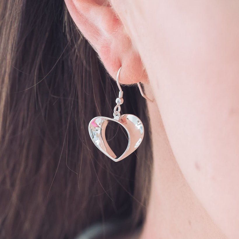 Florence Silver Heart Earrings - Handmade Jewellery