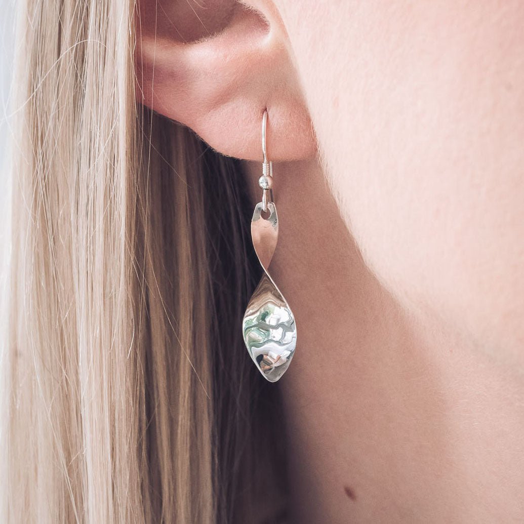 Narrow Twist Silver Earrings - Handmade Jewellery