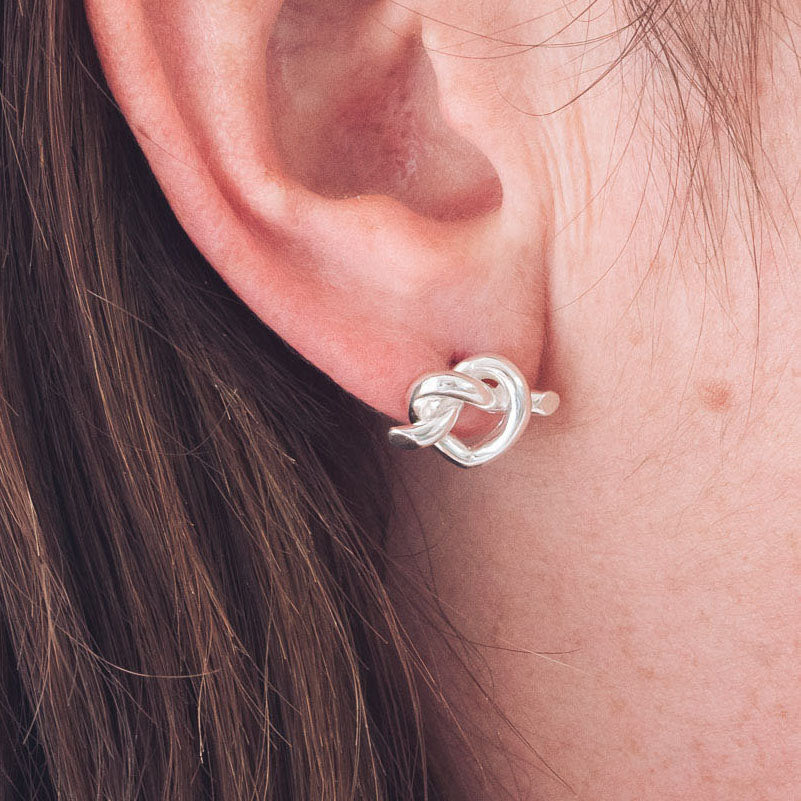 Silver love 2025 knot earrings