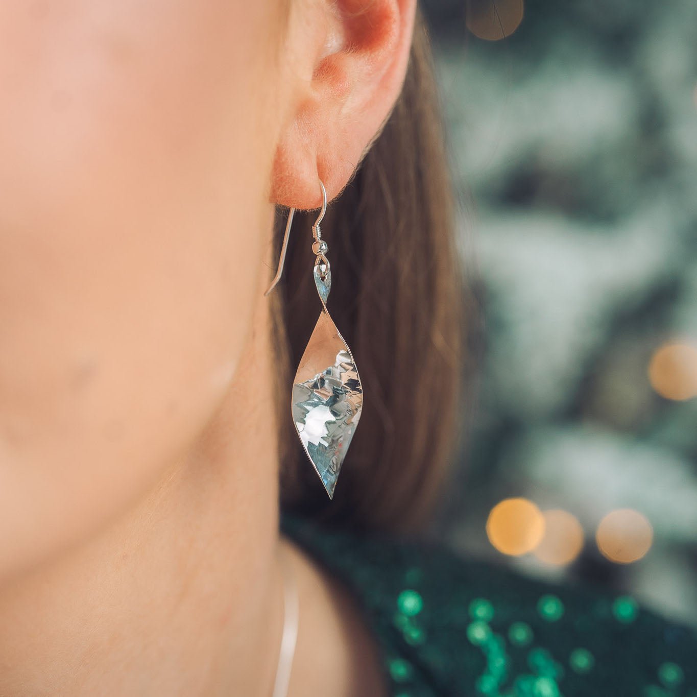 Narrow Twist Silver Earrings - Handmade Jewellery