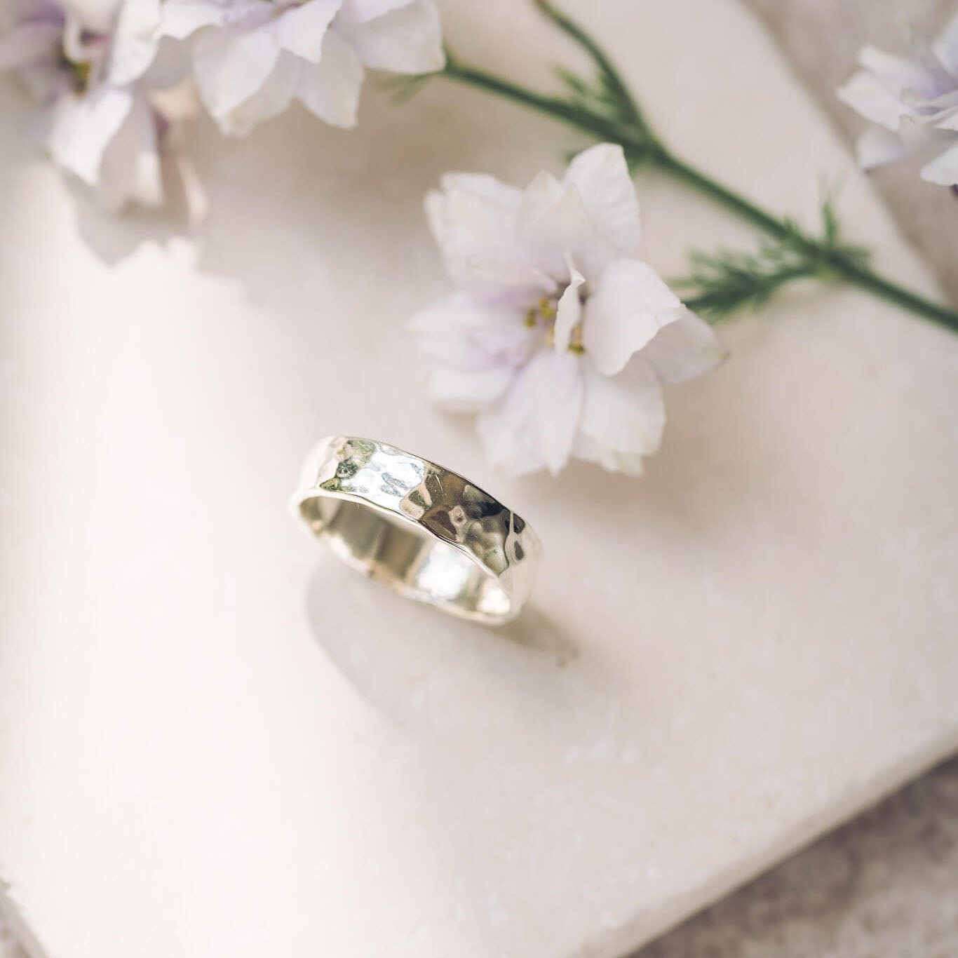 handmade hammered silver ring