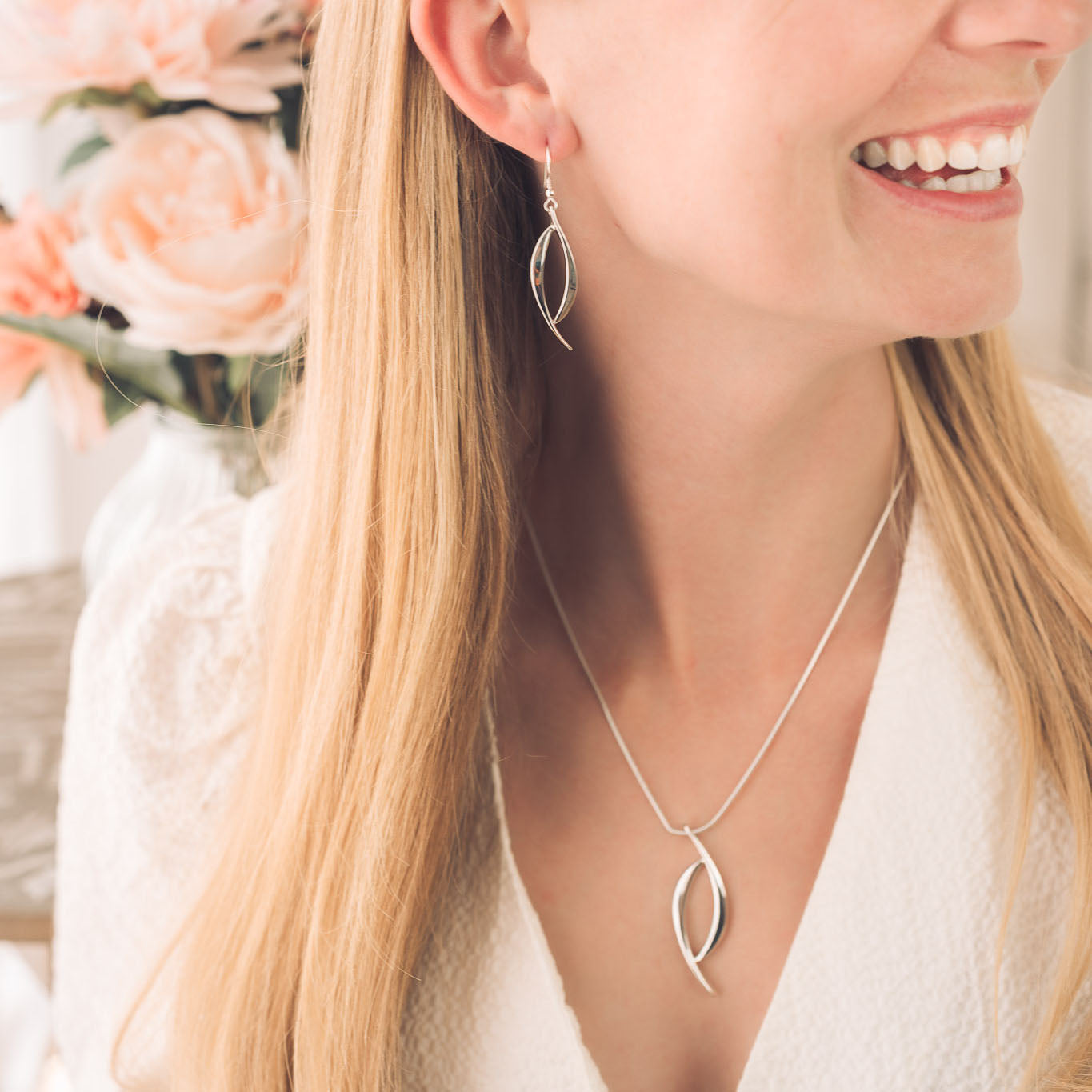 solid silver drop earrings