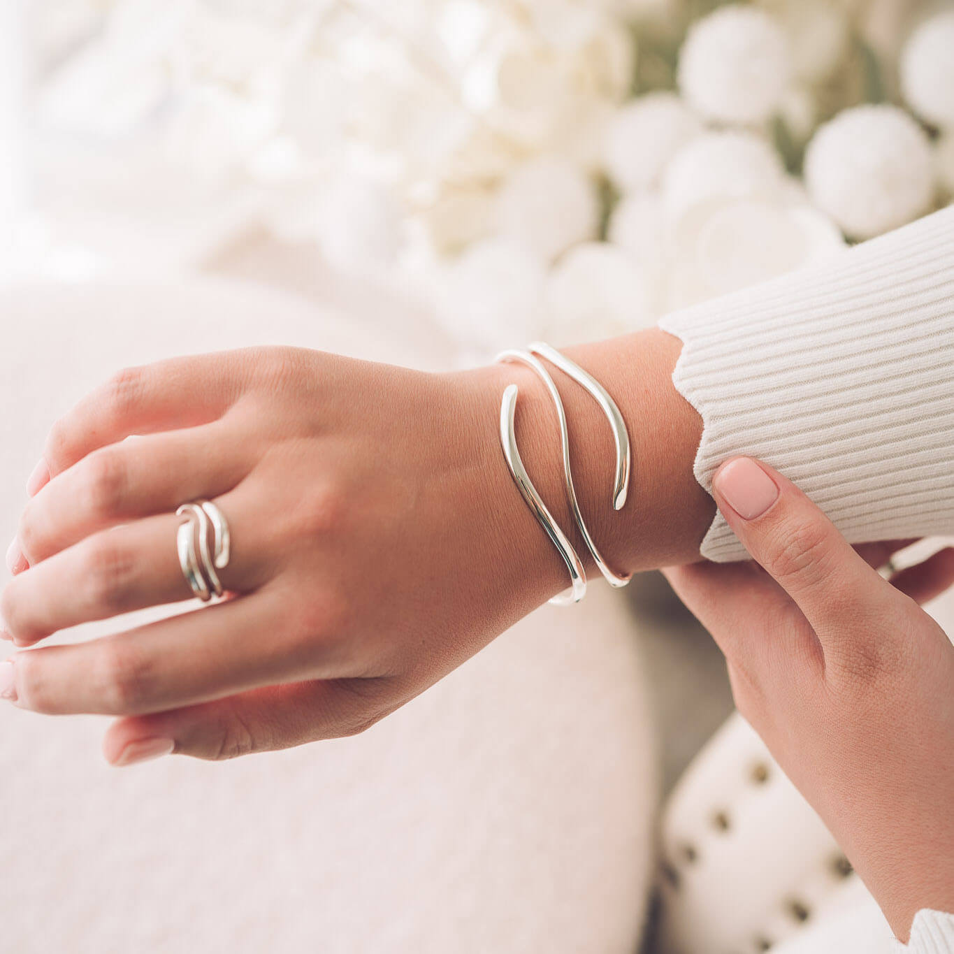 Gracie Silver Cuff Bangle - Handmade Jewellery