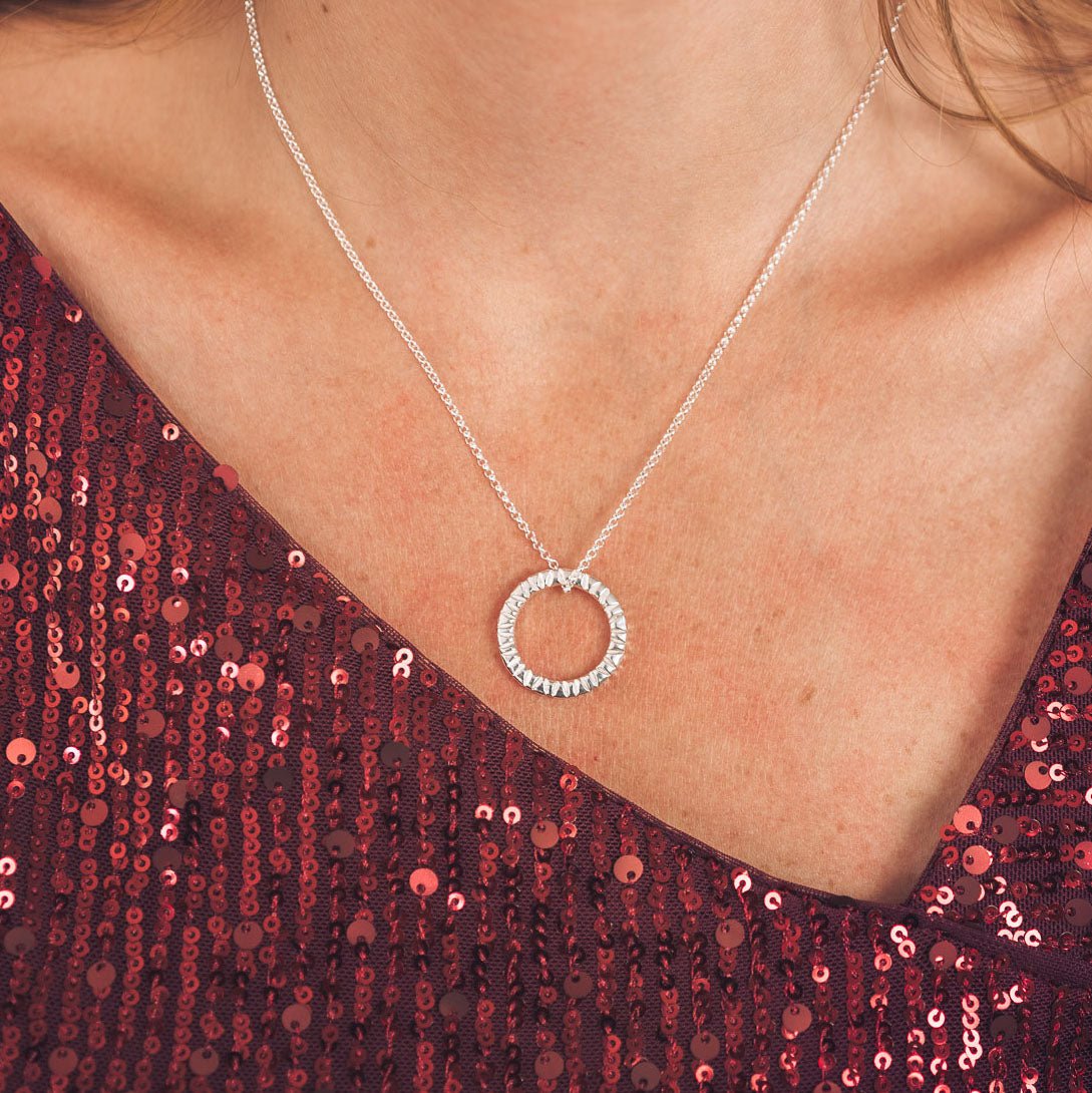 Elena Silver Circle Pendant Necklace - Handmade Jewellery