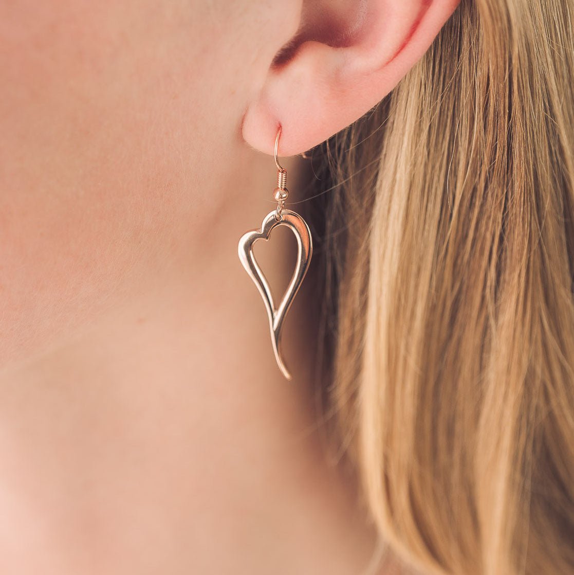 Zoe 9ct Rose Gold Heart Earrings - Handmade Jewellery
