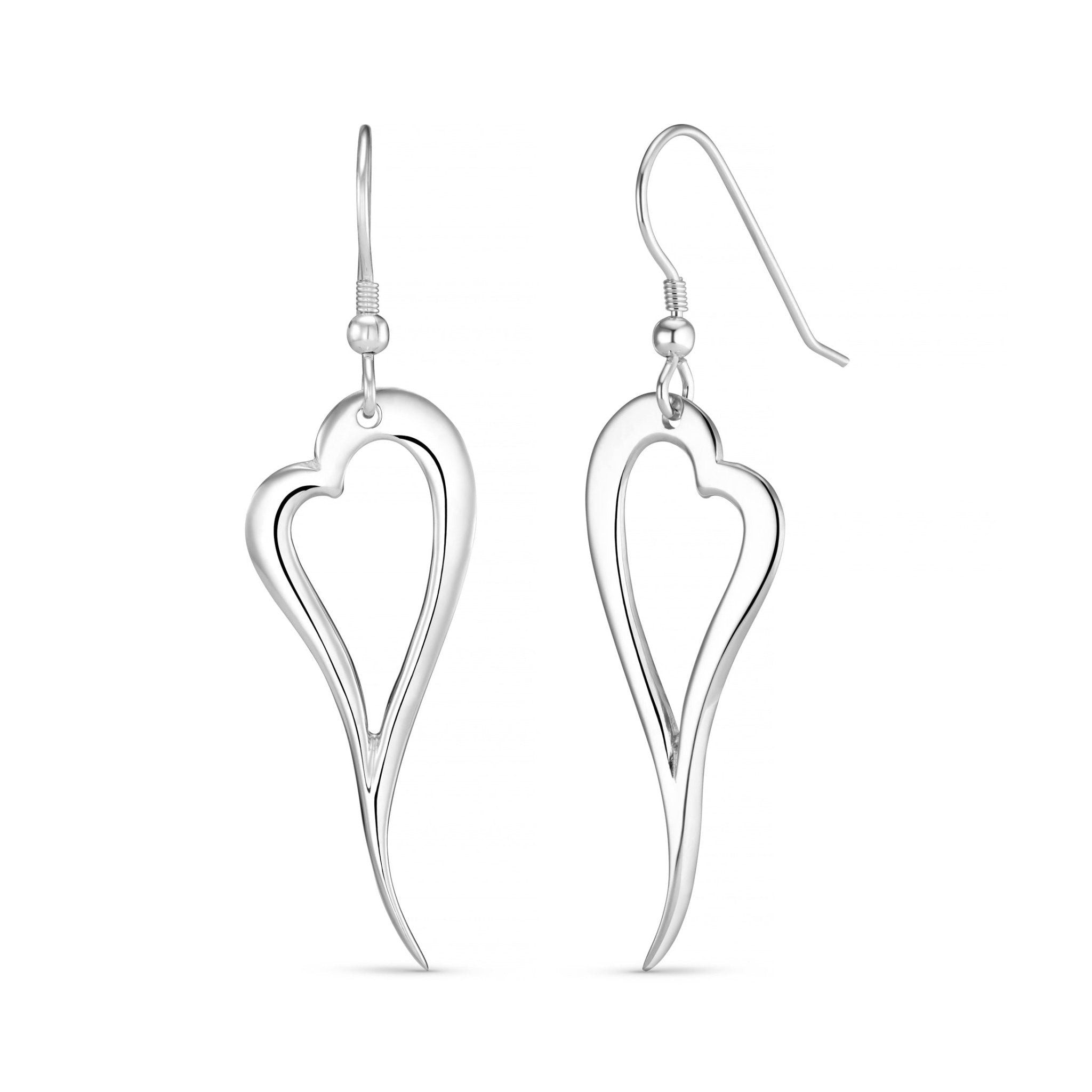 Zoe Silver Heart Earrings - Handmade Jewellery