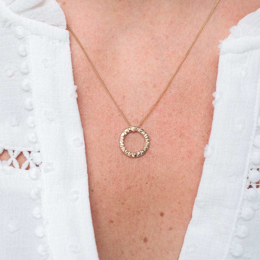 Elena 9ct Gold Circle Pendant Necklace - Pendants