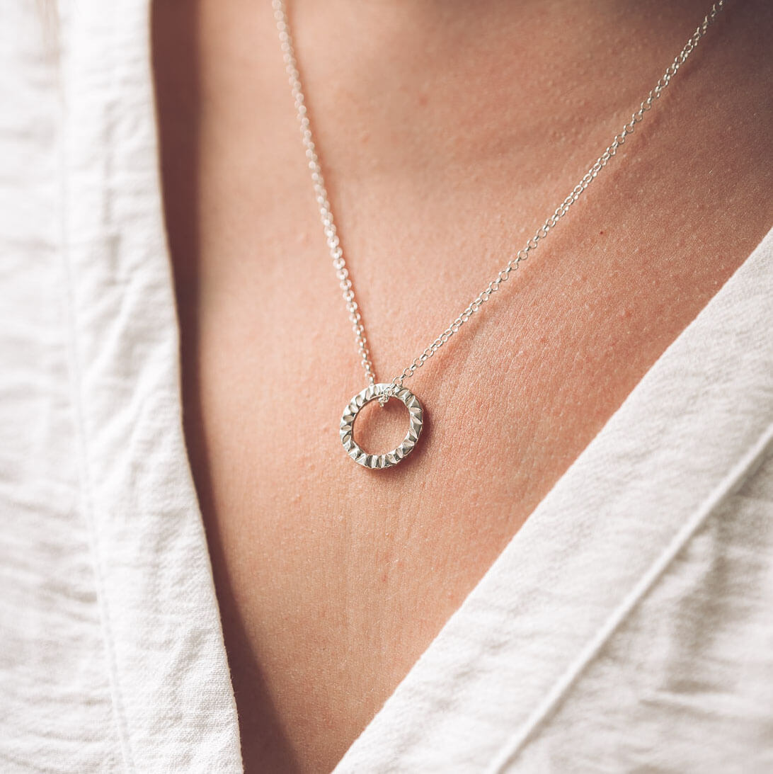 Elena Silver Circle Pendant Necklace - Handmade Jewellery