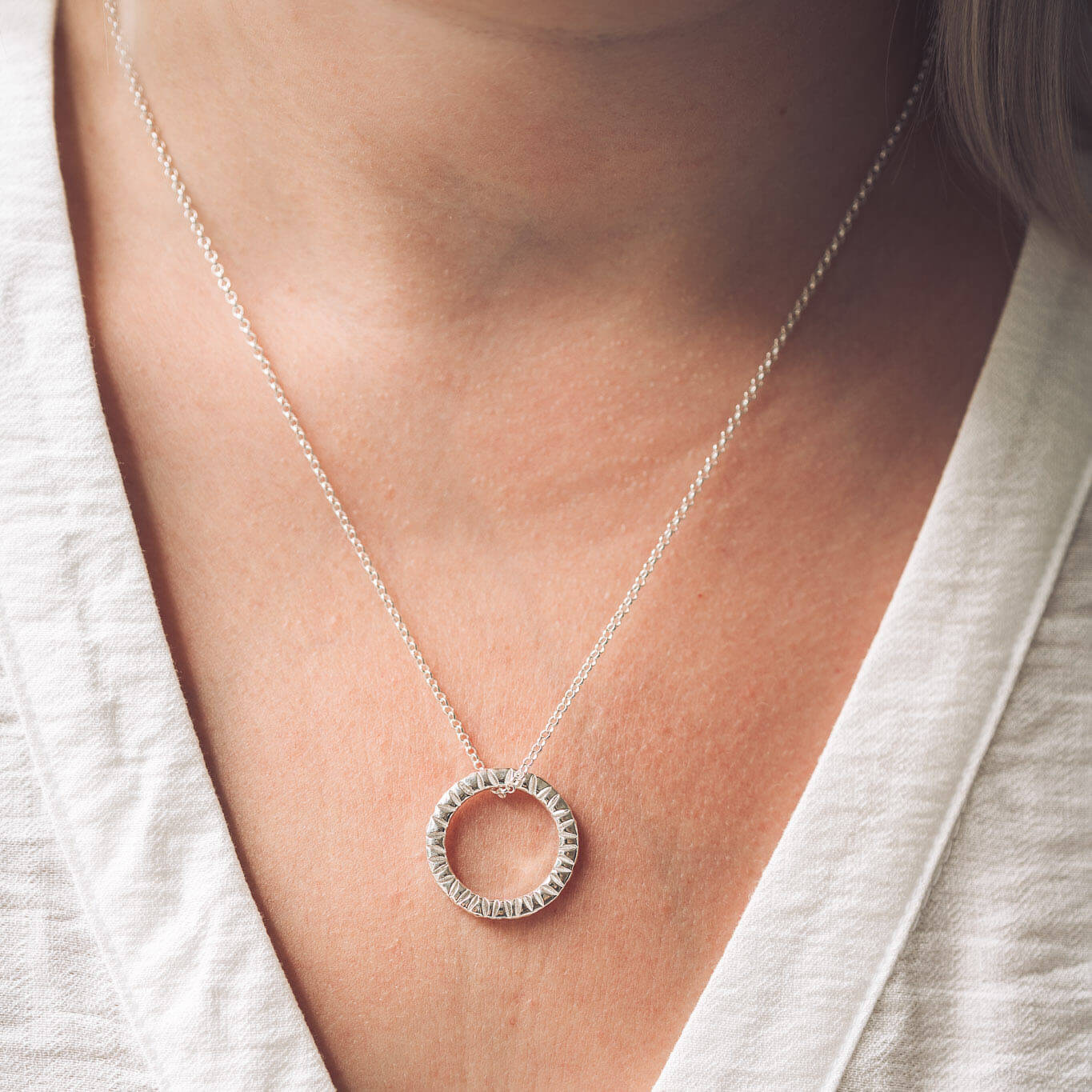 Elena Silver Circle Pendant Necklace - Handmade Jewellery