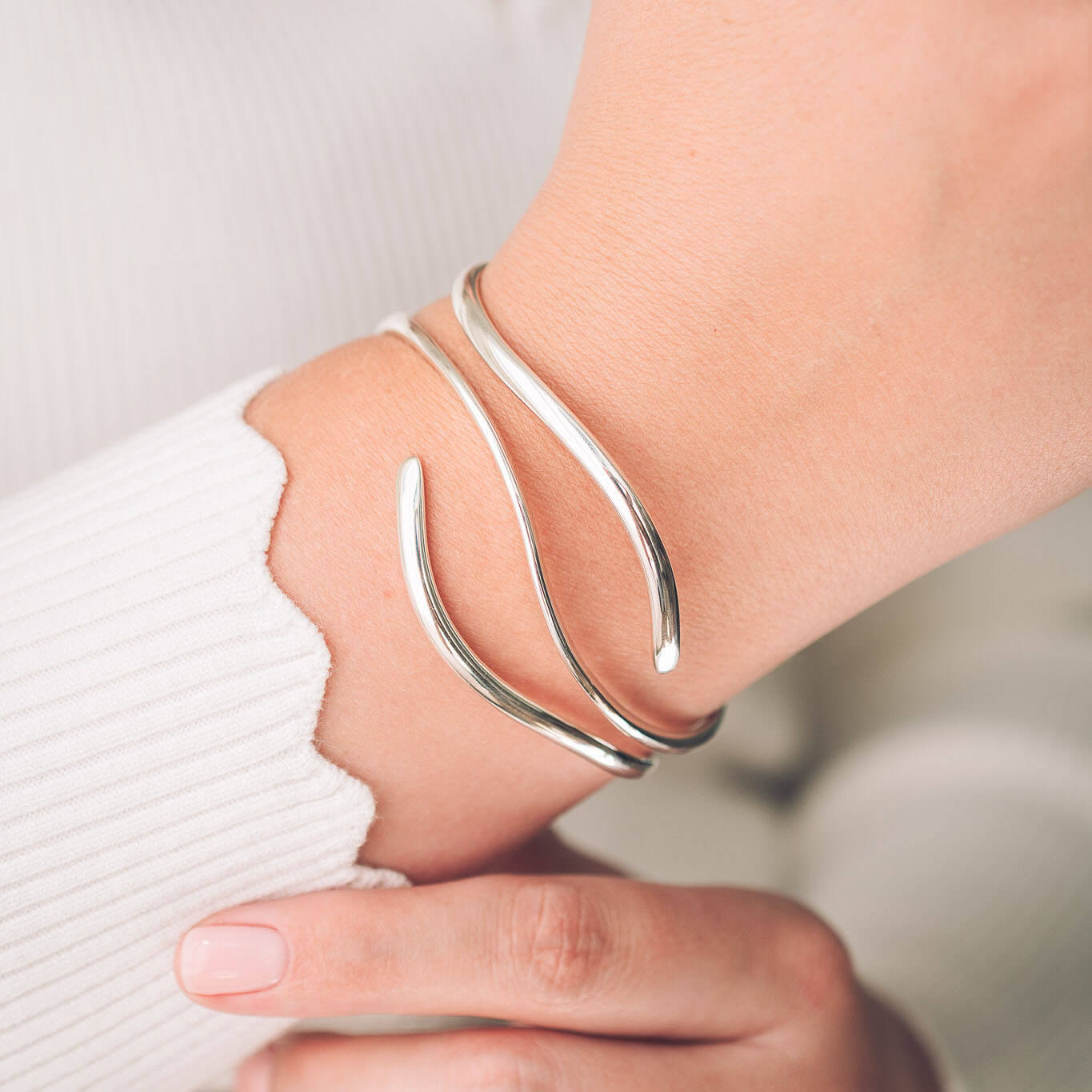Gracie Silver Cuff Bangle - Handmade Jewellery