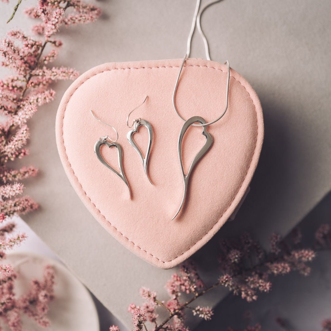 Zoe Heart Necklace and Earring Set - Handmade Jewellery
