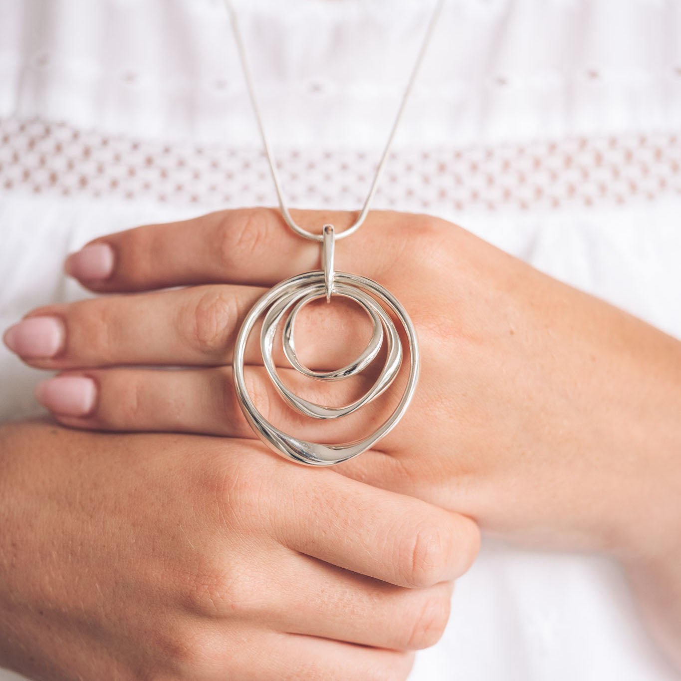 Melanie Silver Circle Pendant Necklace - Pendants