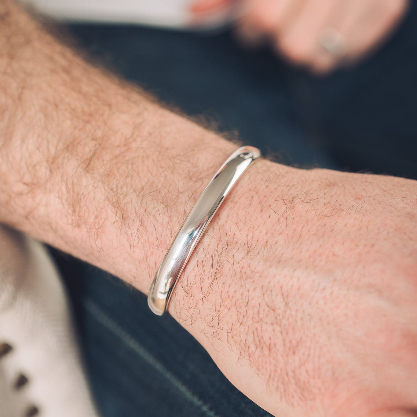 Men's Silver Cuff Bracelet | Heavy Oval - Men's Cuff Bracelet