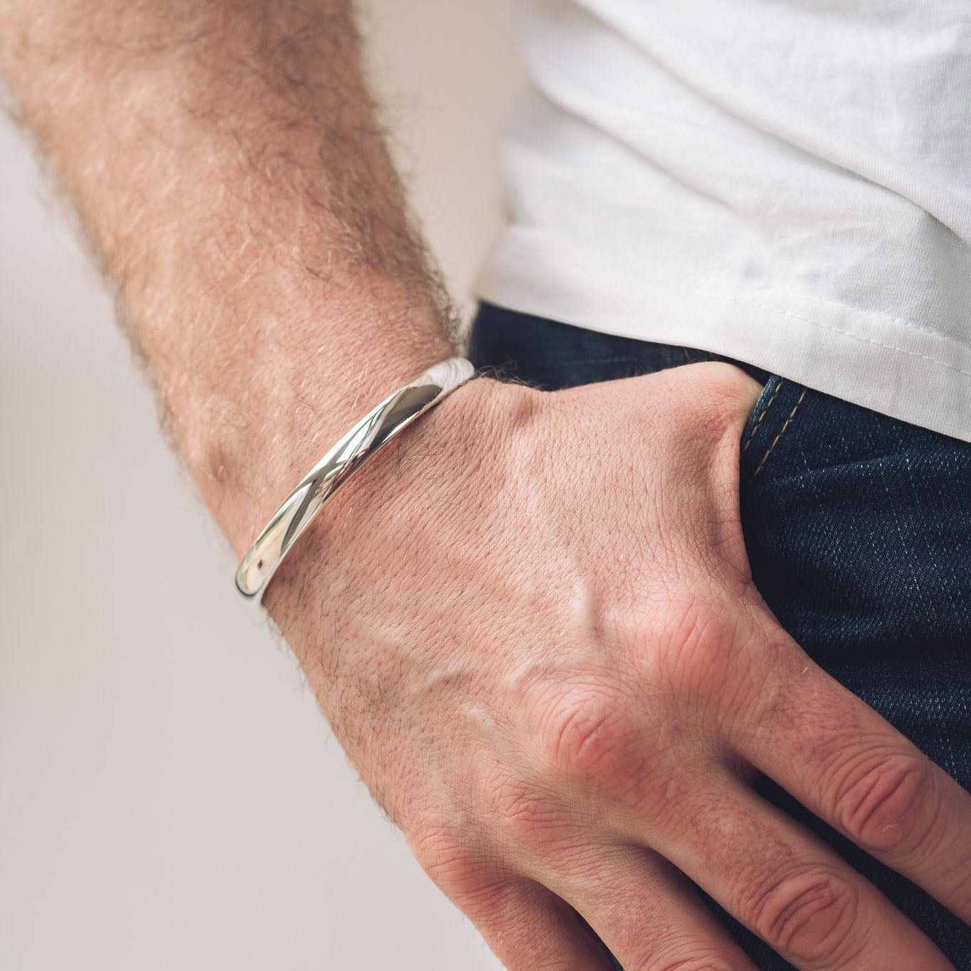 Men's Silver Cuff Bracelet | Heavy Oval - Men's Cuff Bracelet