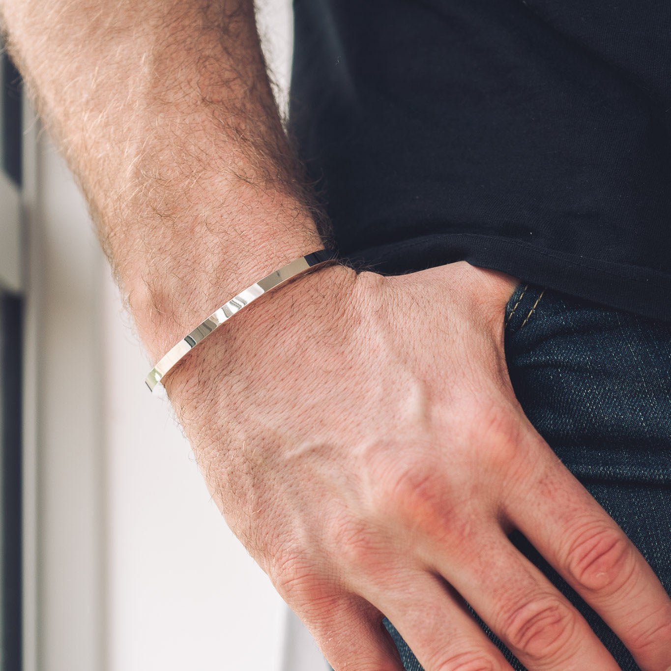 Men's Silver Cuff Bracelet | Square - Men's Cuff Bracelet
