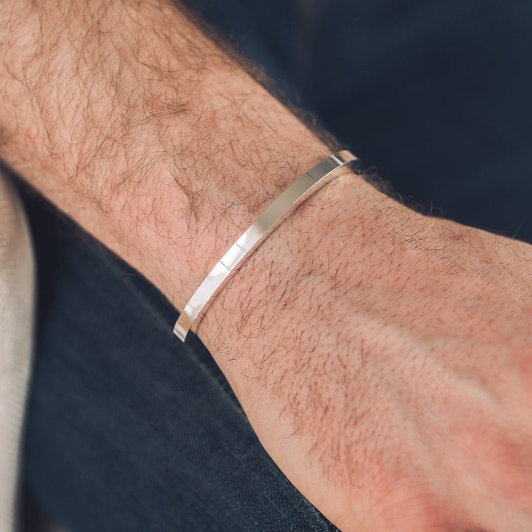 Men's Silver Cuff Bracelet | Square - Men's Cuff Bracelet