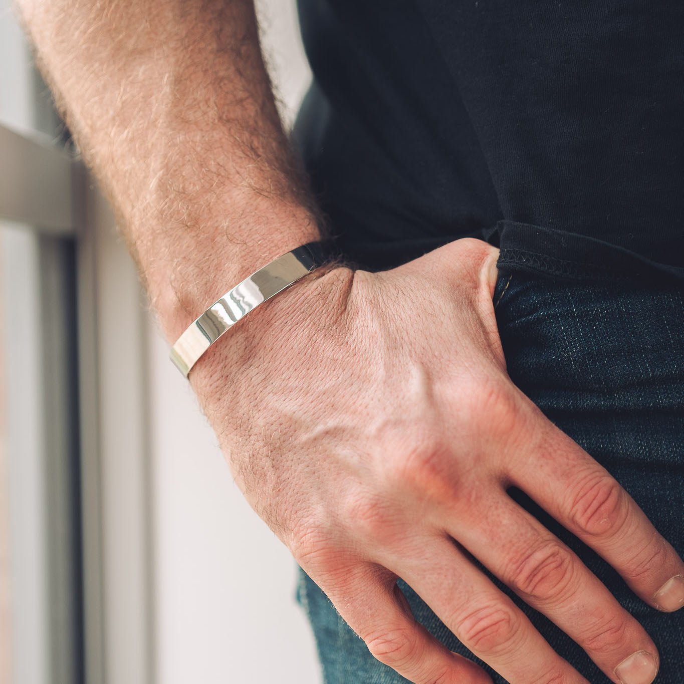 Men's Silver Cuff Bracelet | Wide Classic - Men's Cuff Bracelet