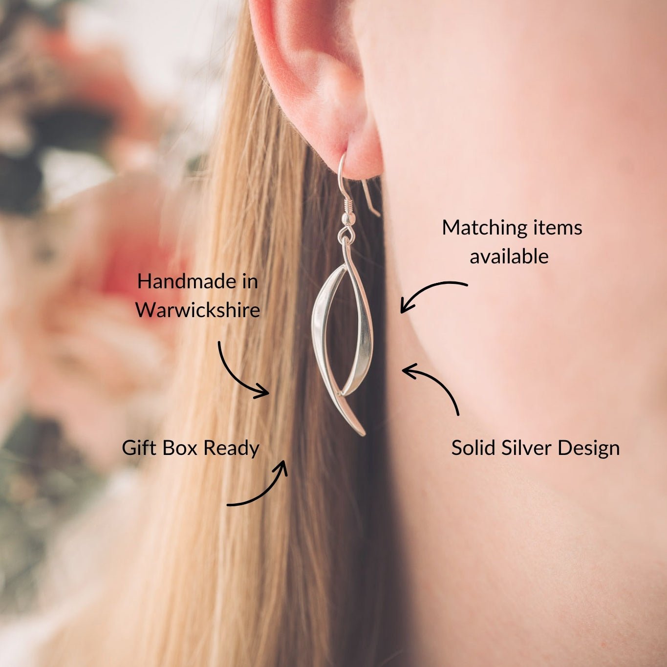 Olive Silver Drop Earrings - Handmade Jewellery