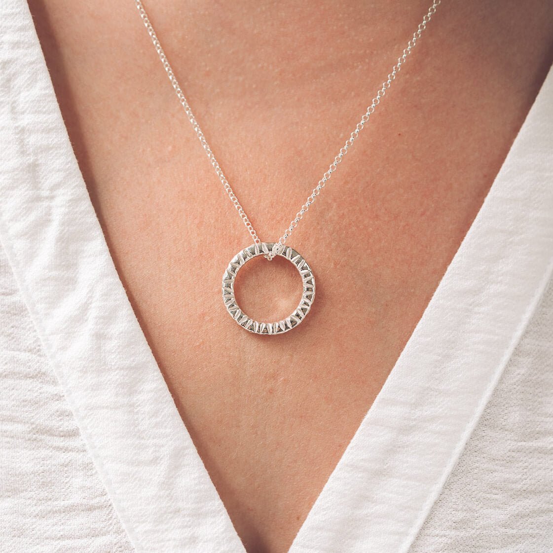 Elena Silver Circle Pendant Necklace - Handmade Jewellery