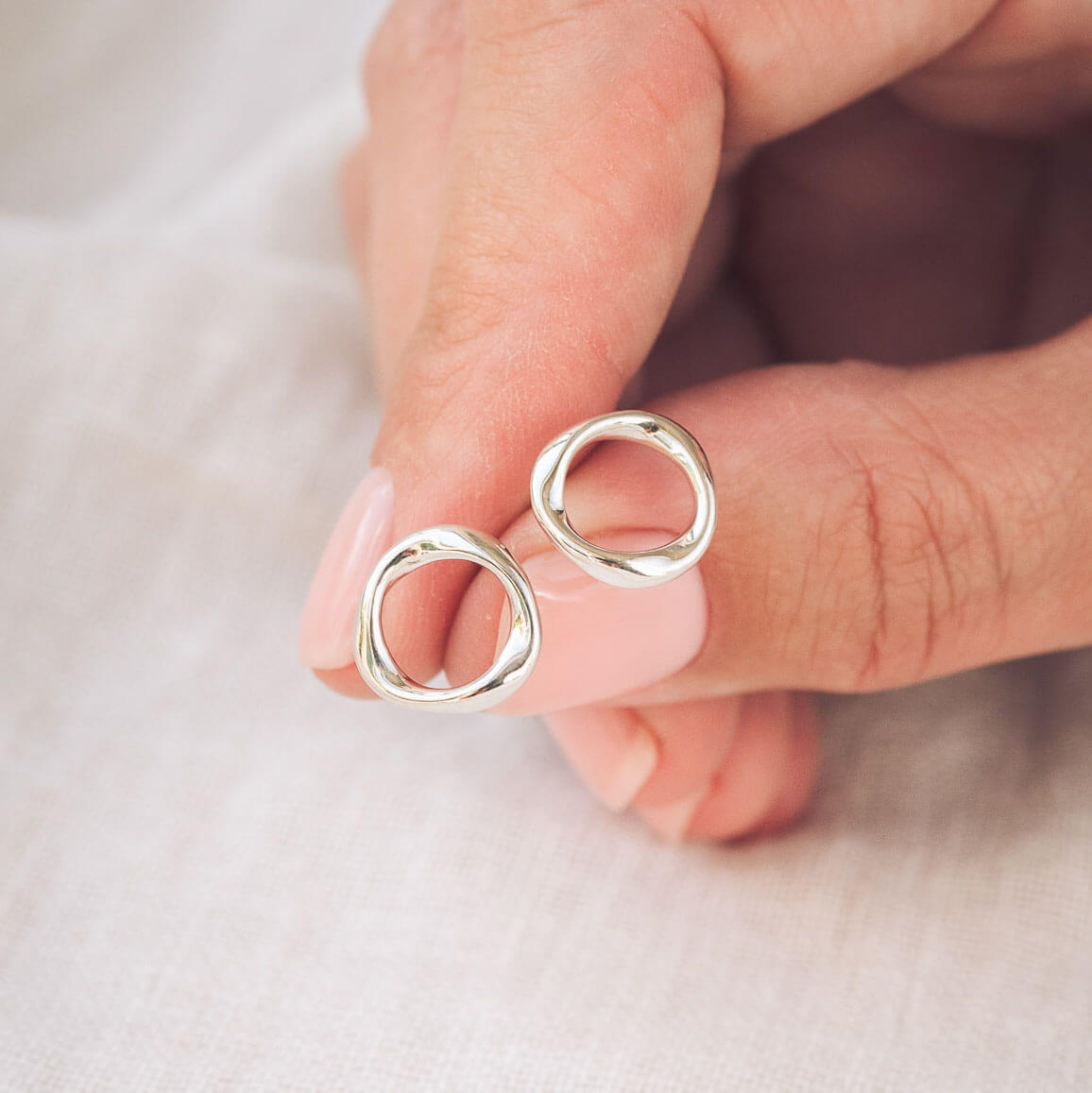 handmade silver circle studs