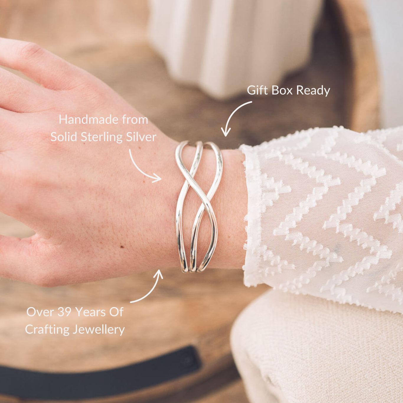 Willow Silver Cuff Bangle - Handmade Jewellery