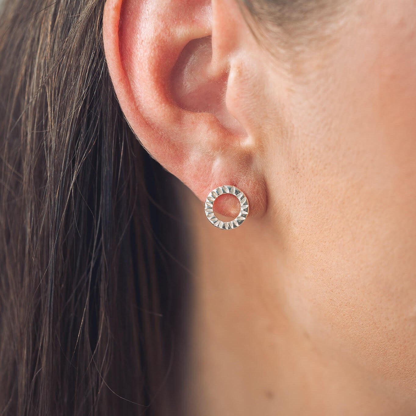 Elena Silver Circle Stud Earrings - Handmade Jewellery