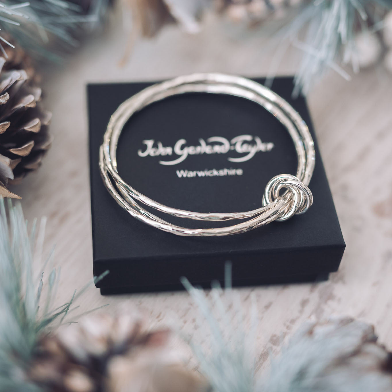 handmade triple silver bangle