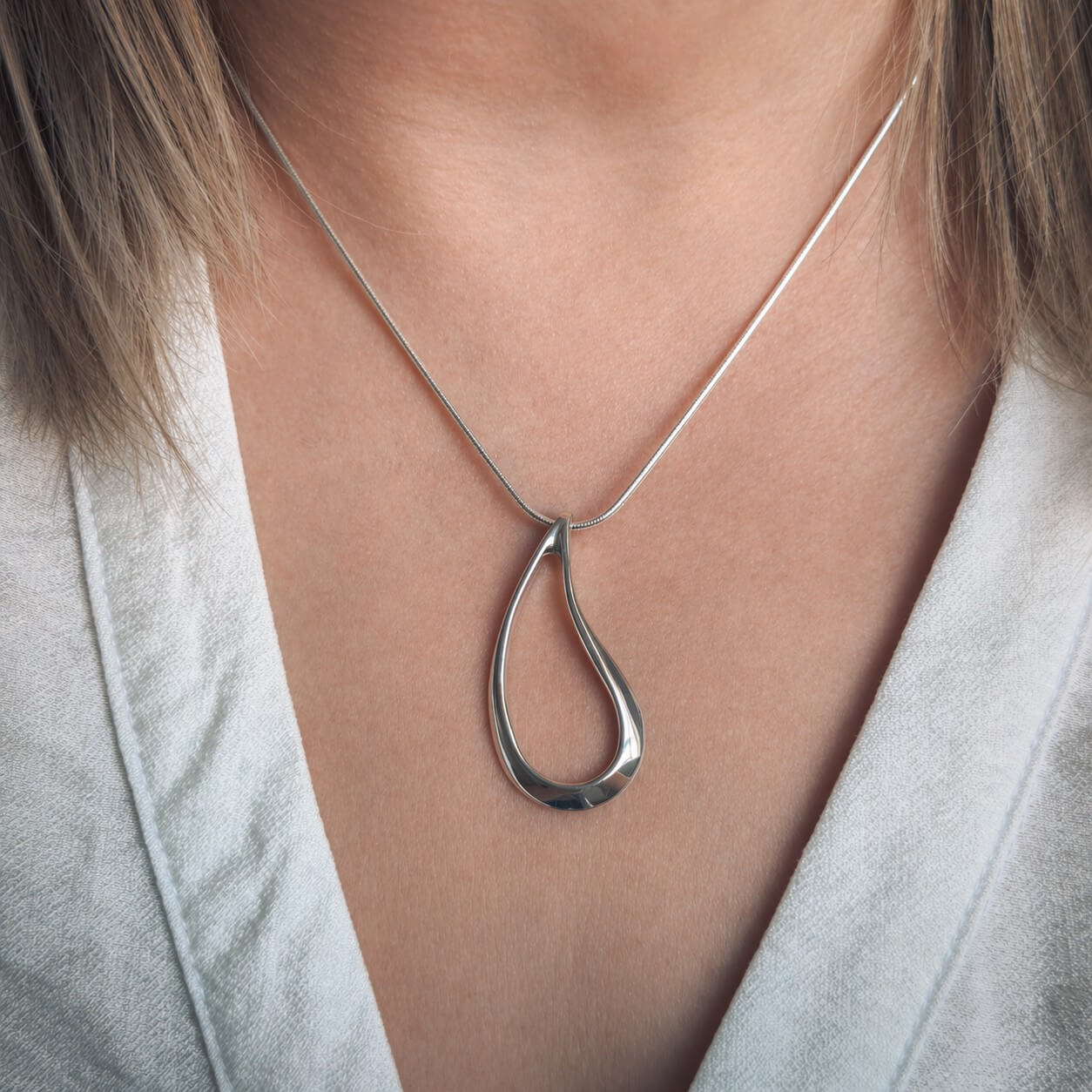 April Silver Teardrop Necklace - Handmade Jewellery