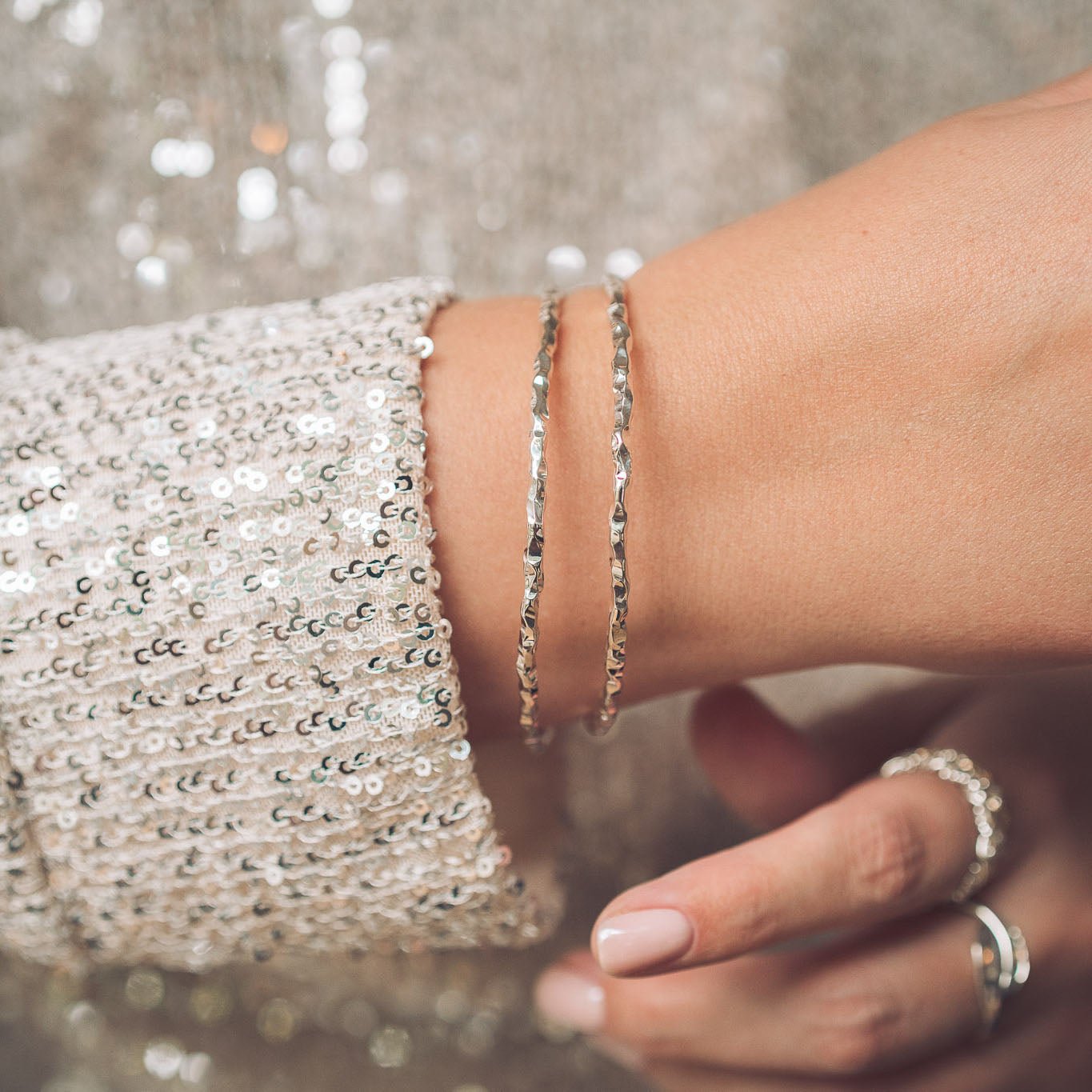 Heavy Chopped Silver Bangle - Handmade Jewellery