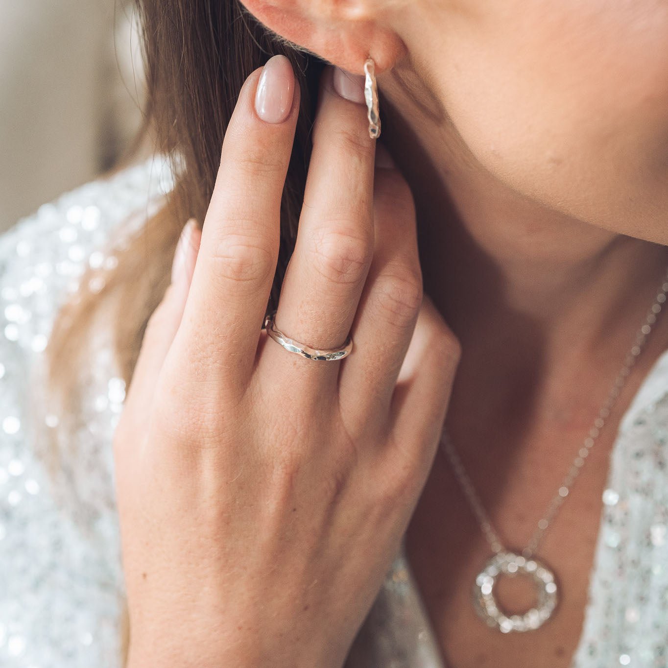 silver hammered ring