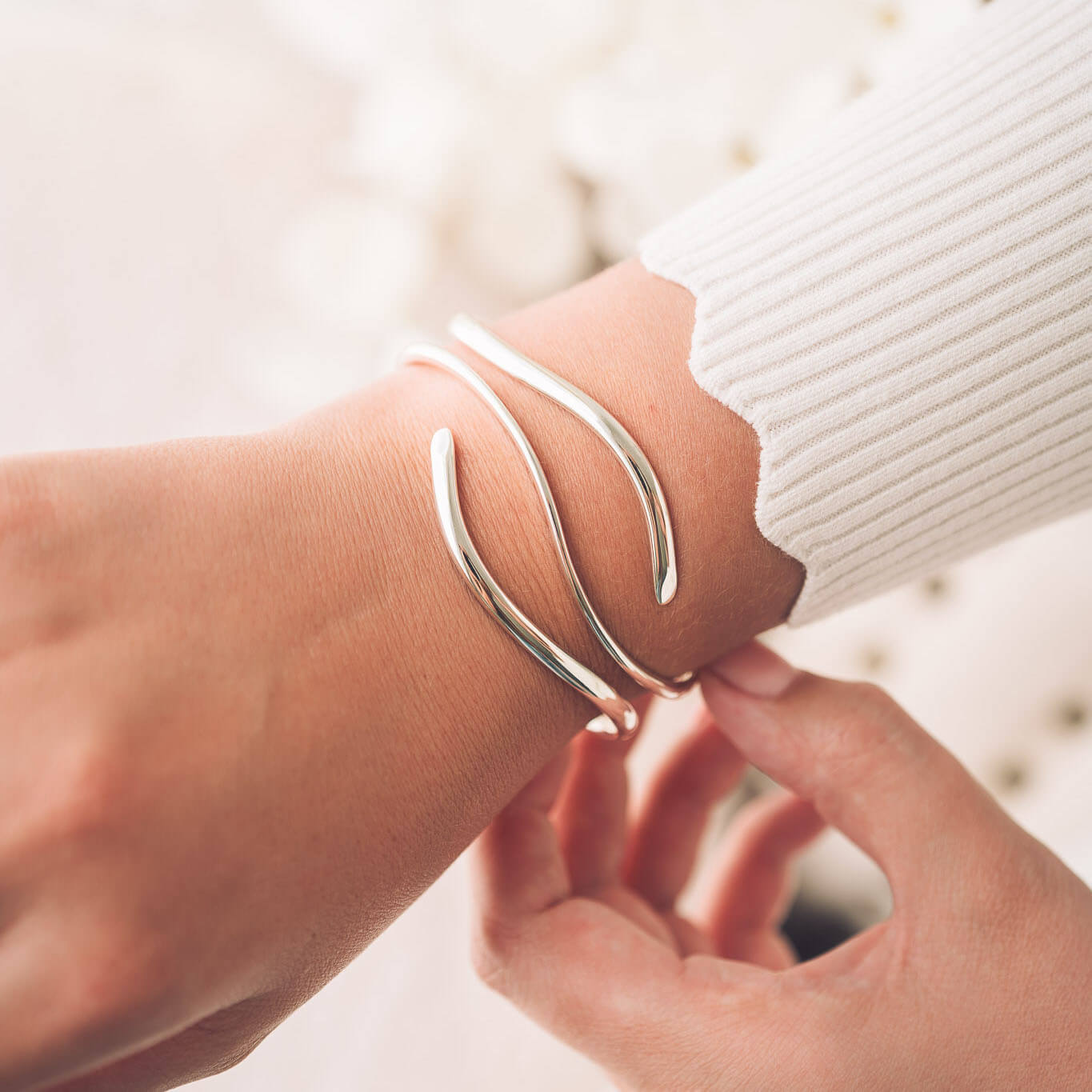 Gracie Silver Cuff Bangle - Handmade Jewellery