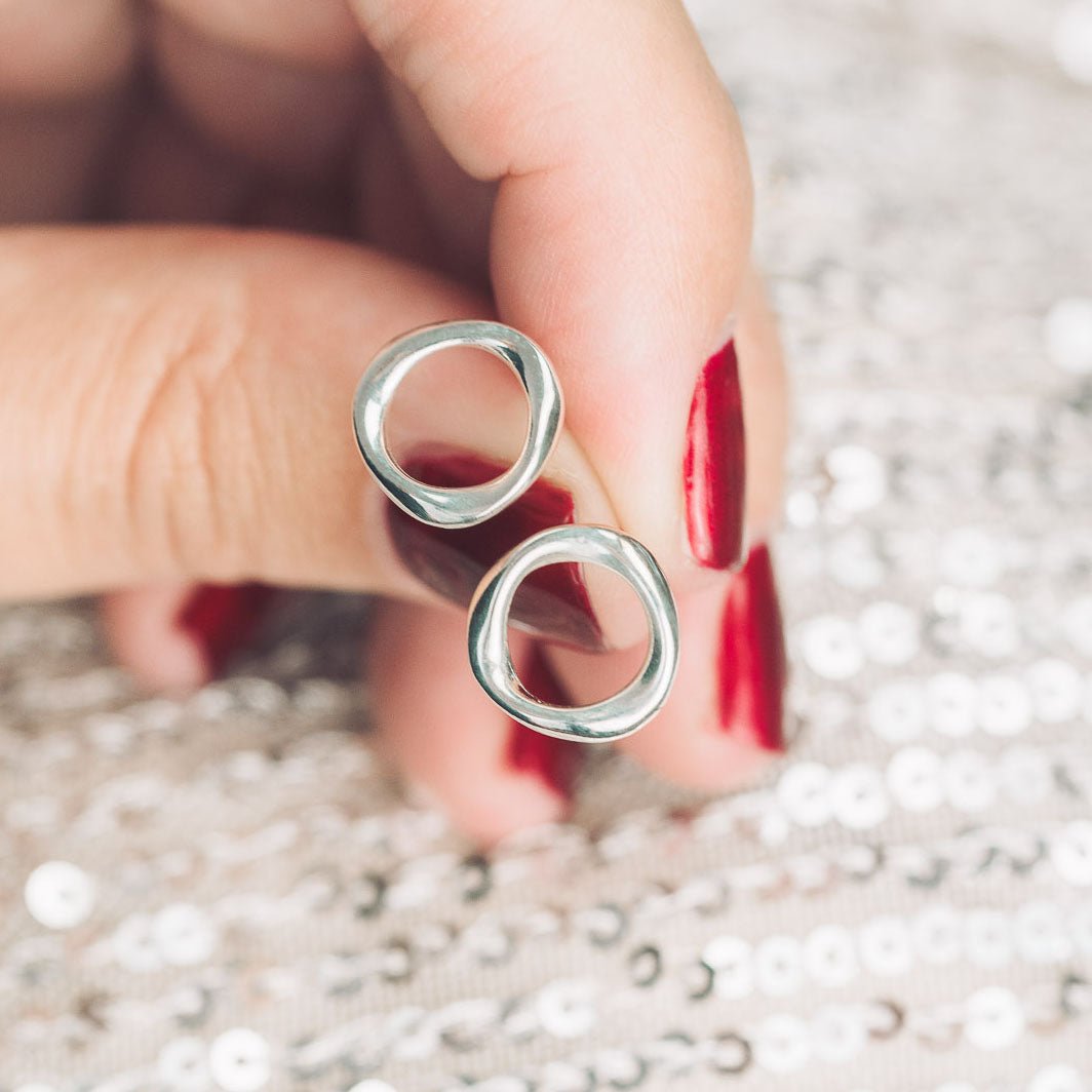 handmade sterling silver circle studs