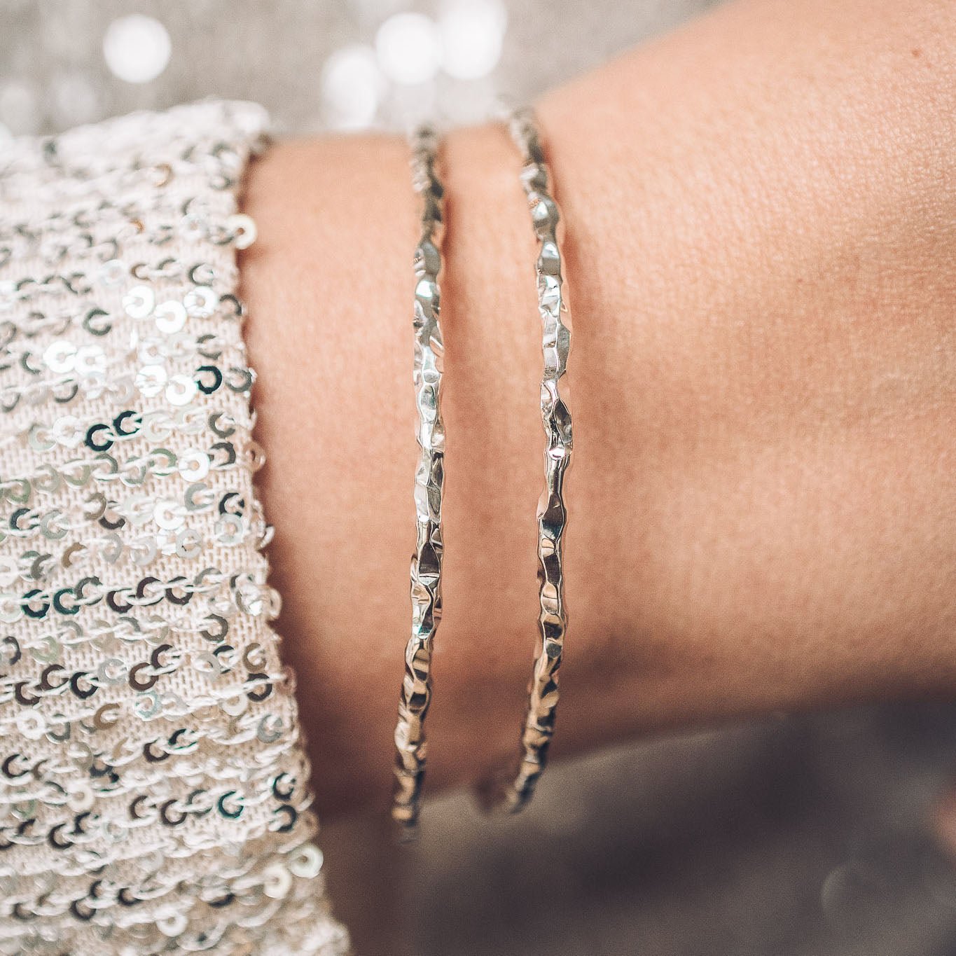 Heavy Chopped Silver Bangle - Handmade Jewellery